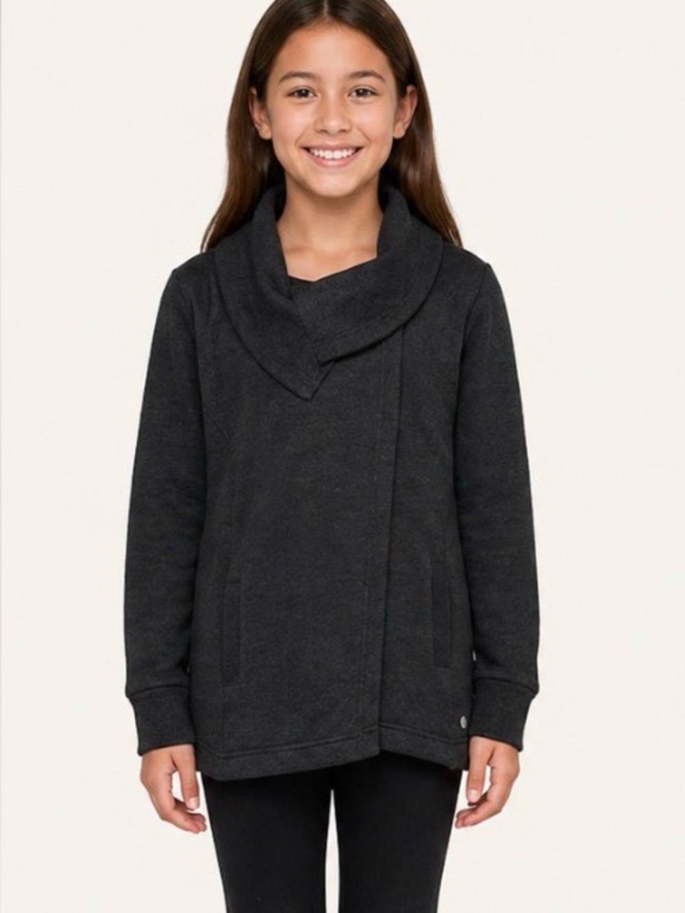 NWT Zella Girls Cara wrap jacket, Heather gray, size Large (10-12).